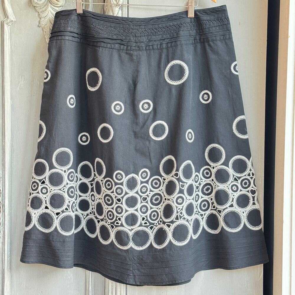 Nygard Collection Cotton Embroidered Circle Midi Skirt Plus Size 16 Lined